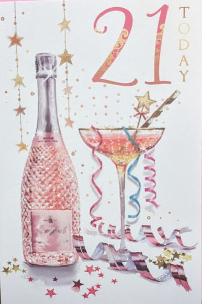 21 Birthday Female - Pink Champagne Bottle