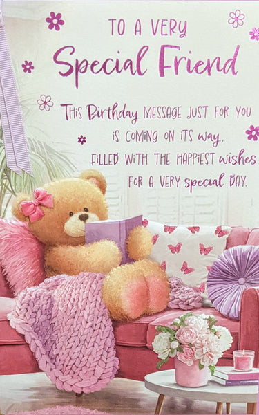 Friend Birthday - Cute Bear With Book