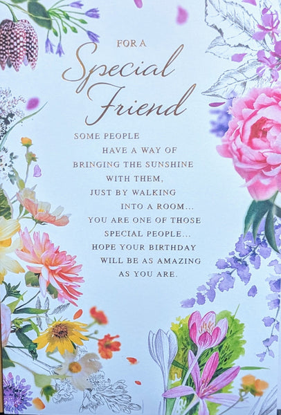 Friend Birthday - Traditional Flowers & Words