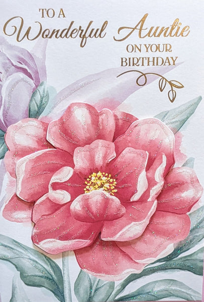 Auntie Birthday - Big Pink Flower