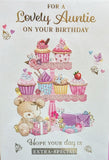 Auntie Birthday - Cute Bear With Cupcakes