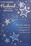 Husband Birthday- Large Blue & Gold Stars