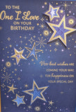 One I Love Birthday - Large Blue & Gold Stars