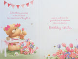 Daughter In Law Birthday - Cute Bear Holding Flowers