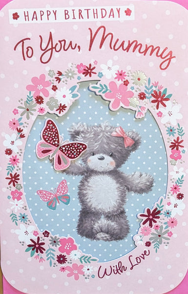 Mummy Birthday - Cute Bear Holding Butterfly