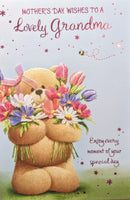 Mother’s Day Grandma - Cute Bear Holding Flowers