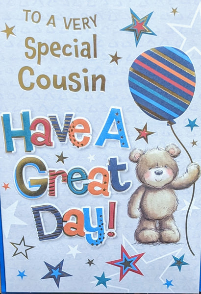 Cousin Birthday - Cute Balloon & Stars
