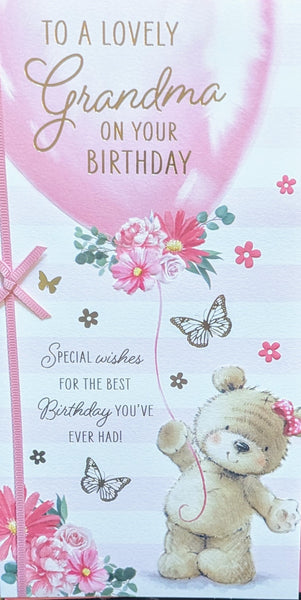 Grandma Birthday - Slim Cute Bear With Balloon