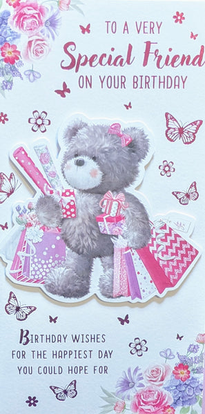 Friend Birthday - Slim Cute Bear With Gifts