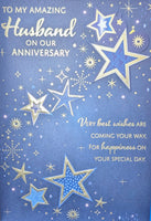 Husband Anniversary - Large Blue & Gold Stars