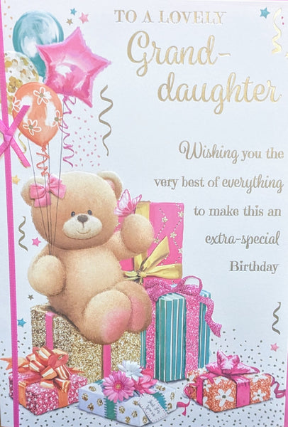 Granddaughter Birthday - Large Cute Gift Boxes & Balloons