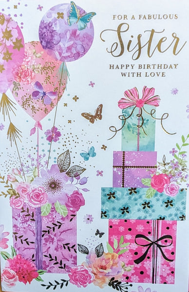 Sister Birthday - Gift Boxes & Balloons