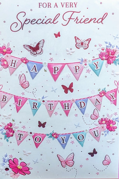 Friend Birthday - Traditional Pink Bunting