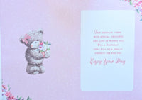 Open Female Birthday - Cute Bear On Flowers