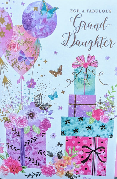 Granddaughter Birthday - Gift Boxes & Balloons