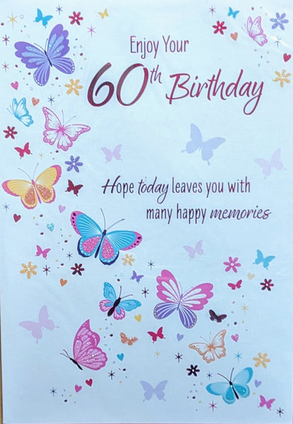 60 Birthday Female - Butterflies Happy