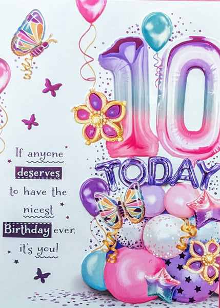 10 Girl Birthday - Lilac Balloons