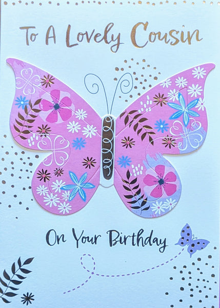 Cousin Birthday - Big Pink Butterfly