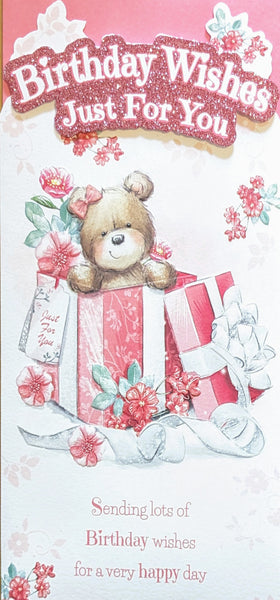 Open Female Birthday - Slim Platinum Cute Bear In Box