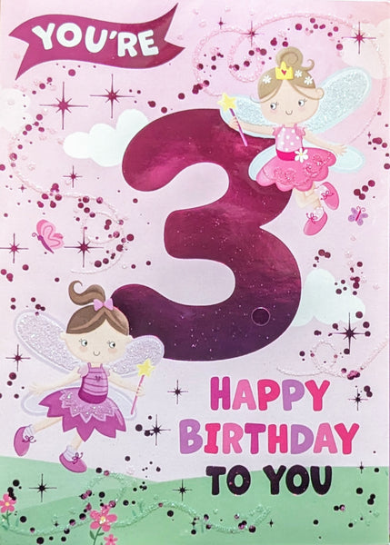 3 Girl Birthday - Fairies Happy