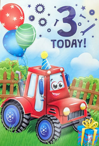 3 Boy Birthday - Red Tractor