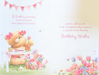 Grandma Birthday - Cute Bear Holding Flowers