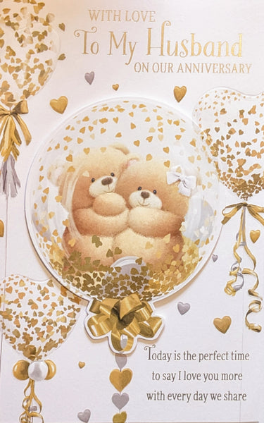 Husband Anniversary - Cute Bears In Balloon