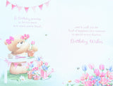 Nan Birthday - Cute Bear Holding Flowers