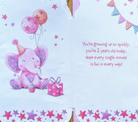 2 Girl Birthday - Platinum Slim Elephant