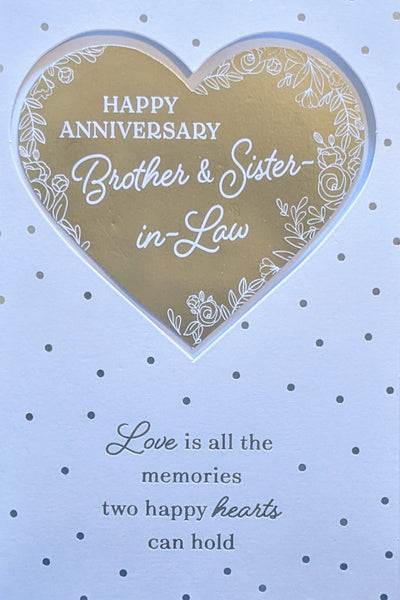 Brother & Sister In Law Anniversary - Traditional Gold Heart