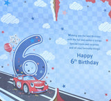 6 Boy Birthday - Platinum Slim Car