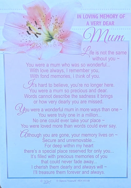 Grave Card Mum - Flower