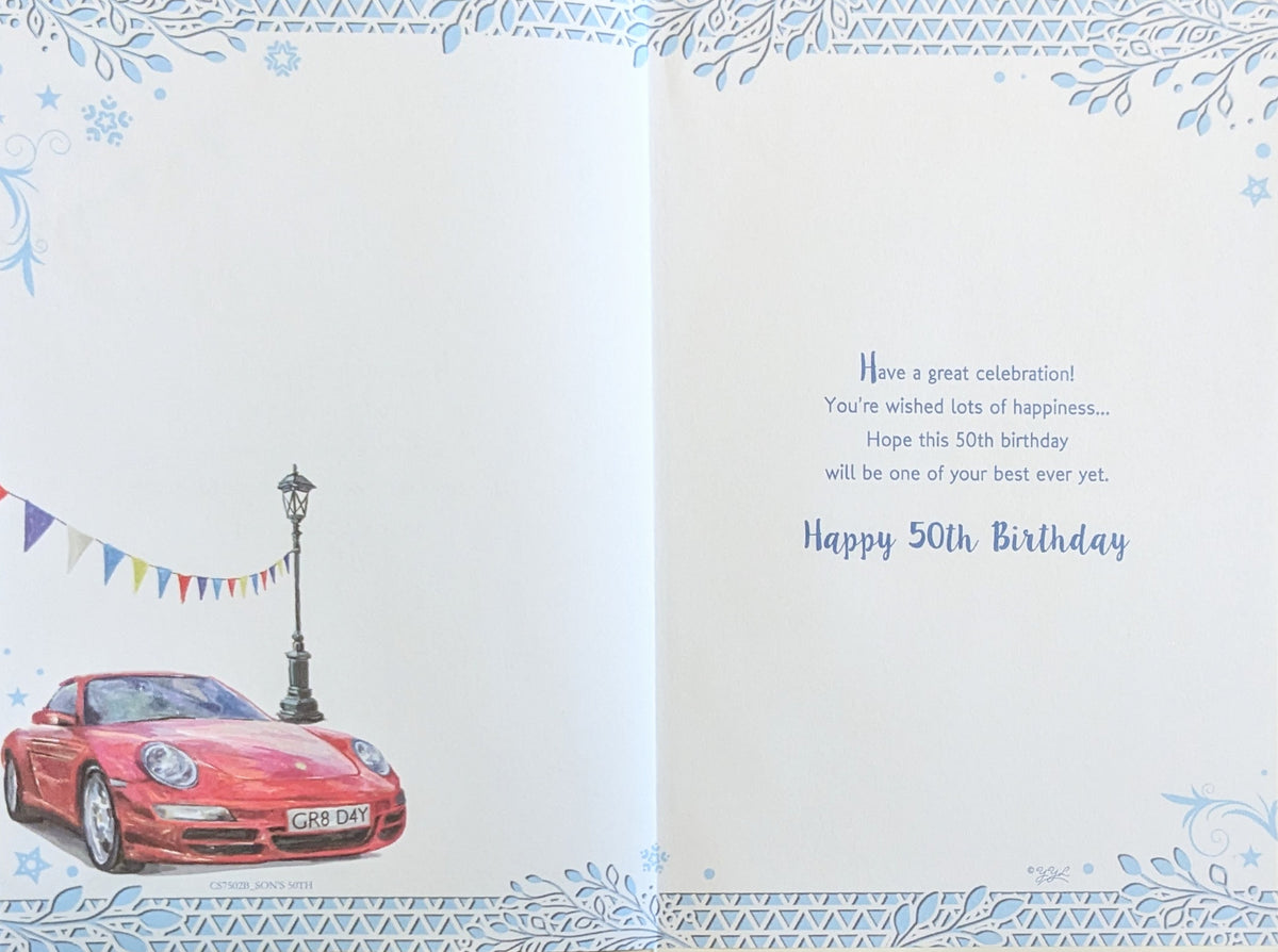 Son 50 Birthday - Badged Car – Cards Delights