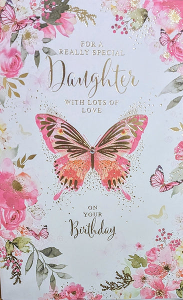 Daughter Birthday - Pink & Gold Butterflies