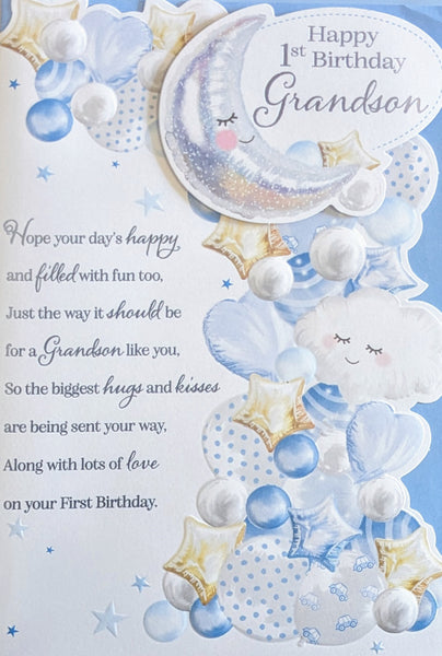 Grandson 1 Birthday - Balloons & Words