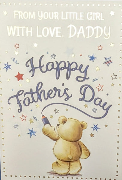 Father's Day Daddy From Little Girl - Cute Bear Writing