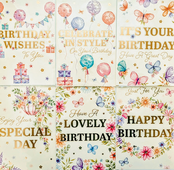 3 x Open Female Birthday Cards - Modern