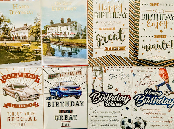 3 x Open Male Birthday Cards
