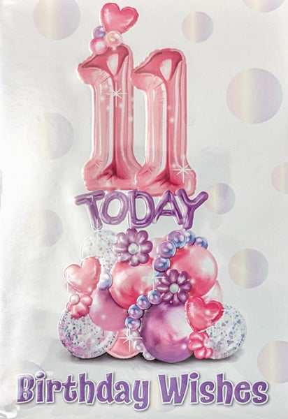 11 Girl Birthday - Pink & Lilac Balloons