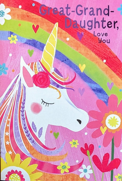 Great Granddaughter Birthday - Unicorn & Rainbow
