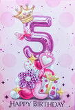 5 Girl Birthday - Lilac Balloons