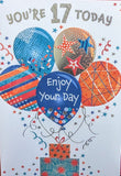 17 Boy Birthday - Orange & Blue Balloons