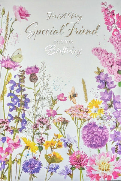 Friend Female Birthday - Purple & Yellow Flowers