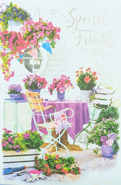 Friend Birthday - Garden Table & Flowers