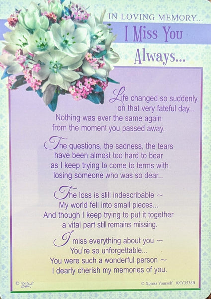 Grave Card I Miss You Always