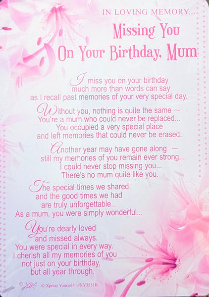 Grave Card Mum Birthday