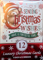 12 Pack Of Christmas Cards - Cute Writing