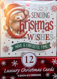 12 Pack Of Christmas Cards - Cute Writing