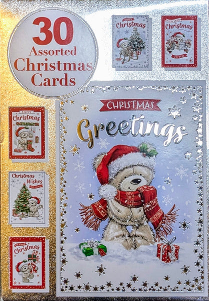 Box Of 30 Christmas Cards - Cute