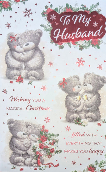 Husband Christmas - Large 8 Page Cute Grey Bears